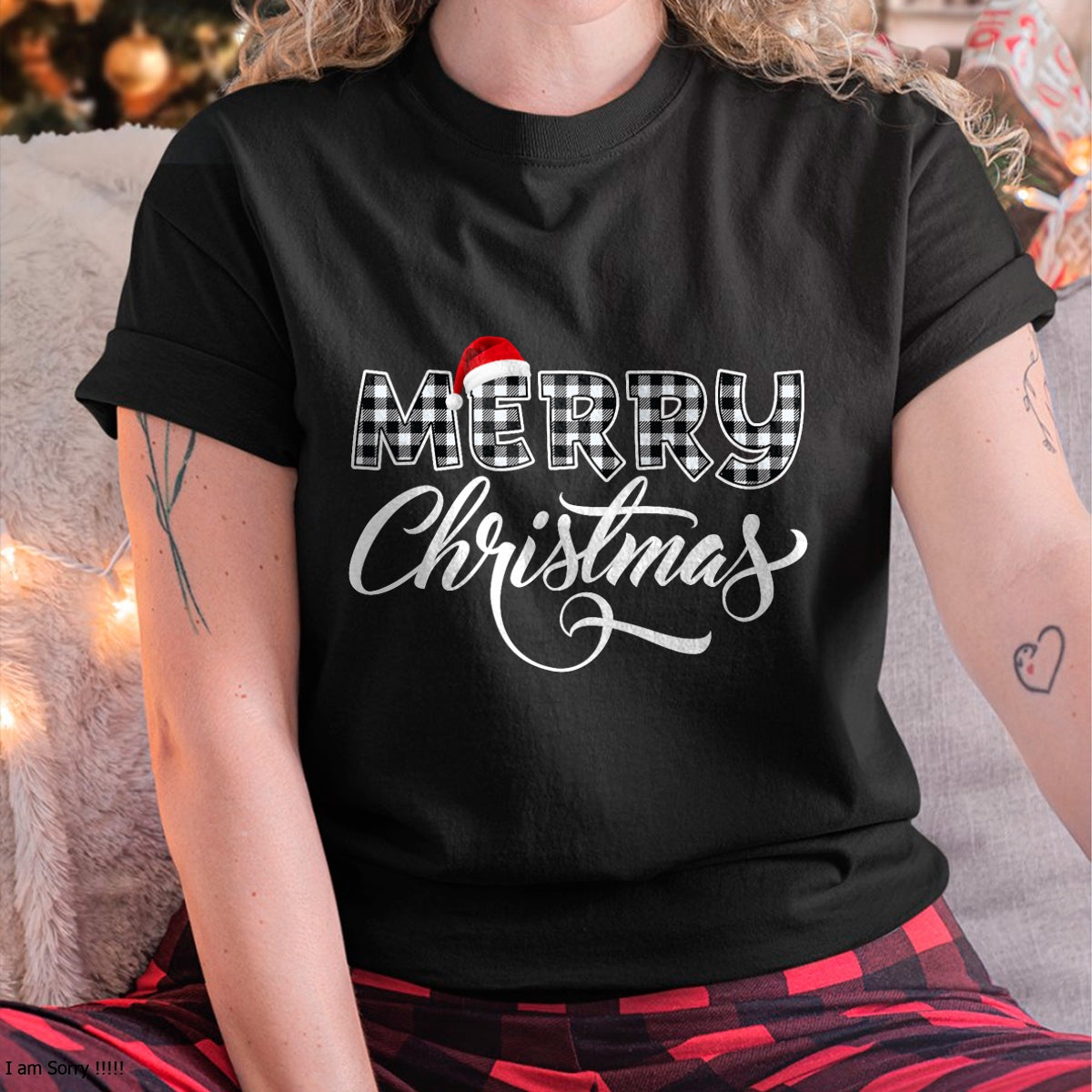 Christmas Shirts for Family, Funny christmas shirts, Christmas Unisex T-Shirt/Hoodie/Sweatshirt HLT00 - Merry Christmas Buffalo Black and White Plaid for Men Women T-Shirt