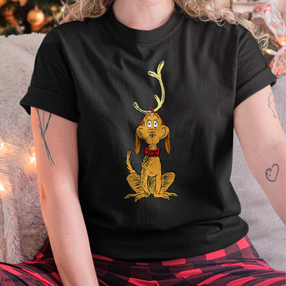 Christmas Shirts for Family, Funny christmas shirts, Christmas Unisex T-Shirt/Hoodie/Sweatshirt HLT00 - Dr. Seuss mens Classic Dr Seuss Reindeer Max T shirt, Black, Small US
