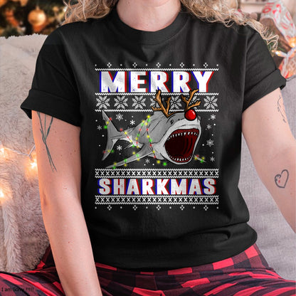 Christmas Shirts for Family, Funny christmas shirts, Christmas Unisex T-Shirt/Hoodie/Sweatshirt HLT00 - Funny Sharkmas Shark Ugly Christmas Sweaters T-Shirt