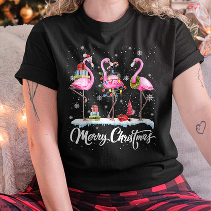 Merry Christmas Hat Santa Flamingo Light Christmas TRNN T-Shirt - Christmas Unisex T-Shirt/Hoodie/Sweatshirt - TRNN00