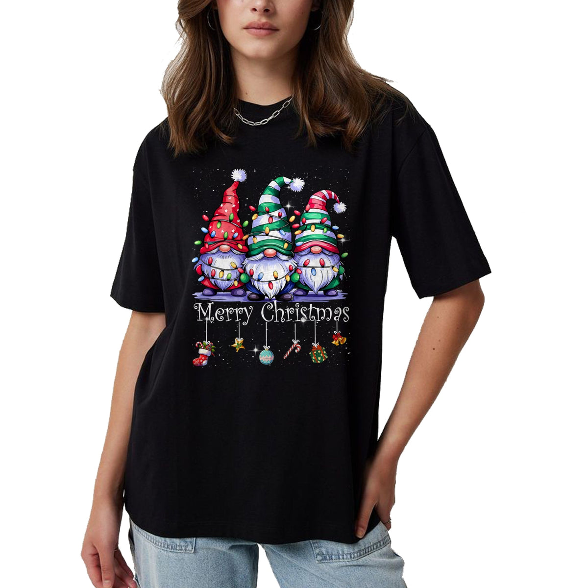 Cute Gnomes Merry Christmas Light Family Gnome Xmas Matching T-Shirt - Christmas Unisex T-Shirt/Hoodie/Sweatshirt - TRNN00