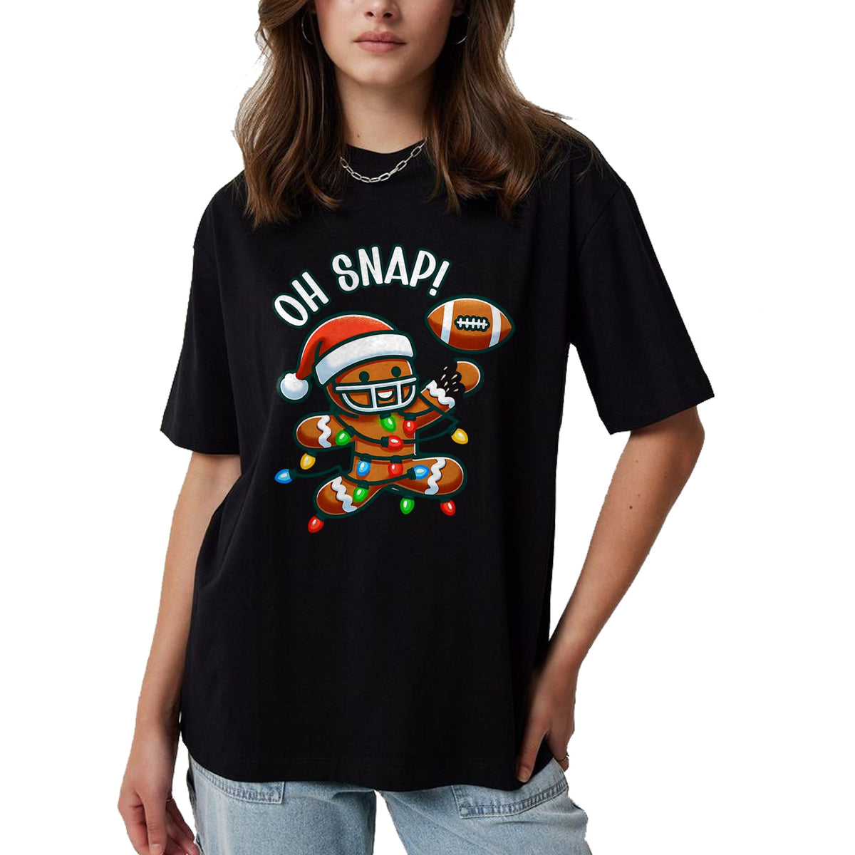 Funny Gingerbread Man Pajamas & PJs Xmas Holiday Oh Snap Gingerbreadman Christmas Football T-Shirt - Christmas Unisex T-Shirt/Hoodie/Sweatshirt - TRNN00