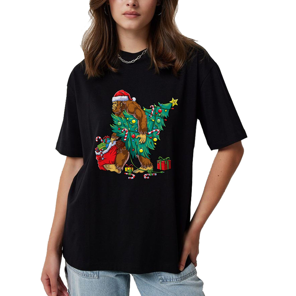 Most Wonderful Christmas Co Bigfoot Christmas Tree Lights Xmas Boys Men Sasquax T-Shirt - Christmas Unisex T-Shirt/Hoodie/Sweatshirt - TRNN00
