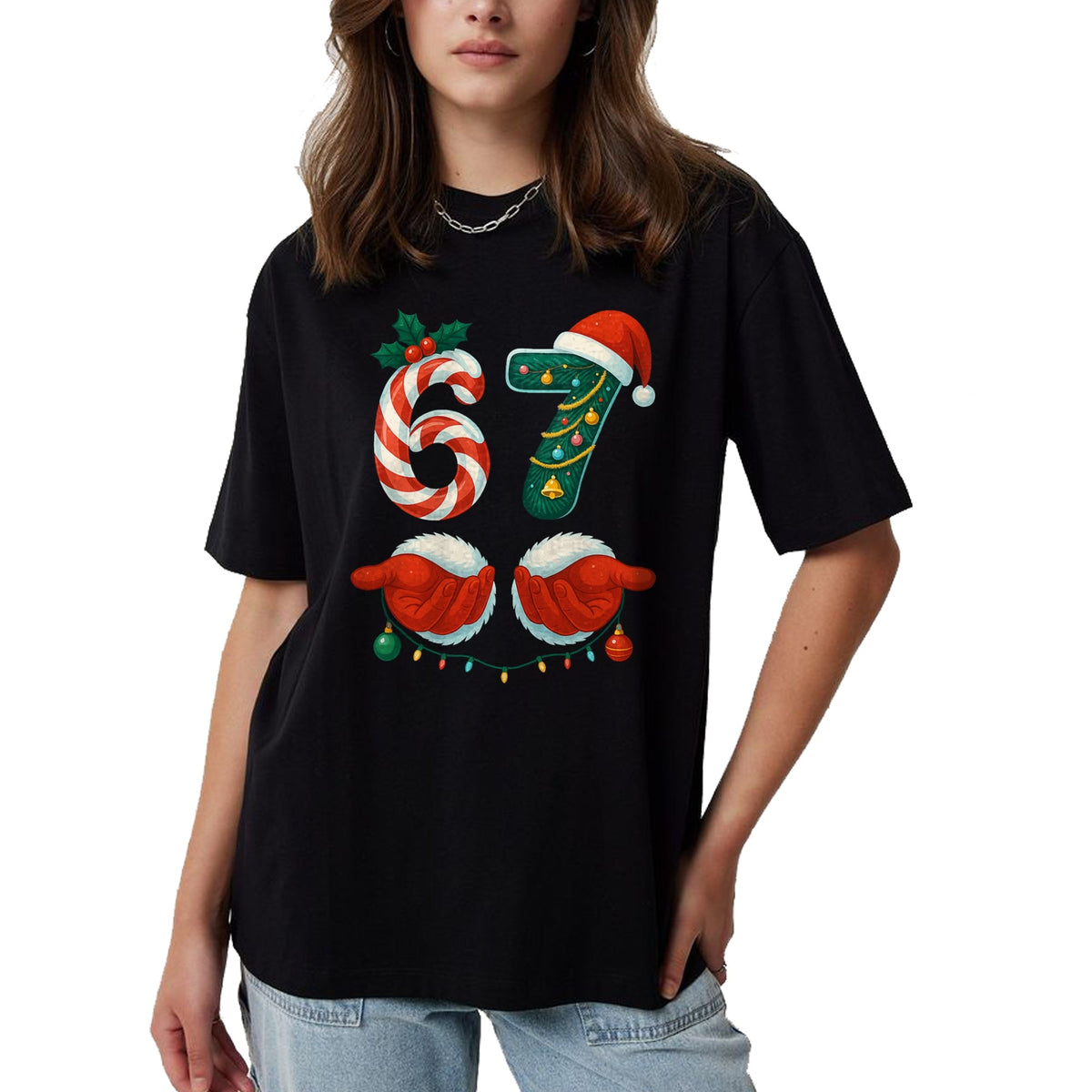 67 Christmas 6 7 Meme Pajamas Holiday Gen Alpha Slang T-Shirt - Christmas Unisex T-Shirt/Hoodie/Sweatshirt - TRNN00
