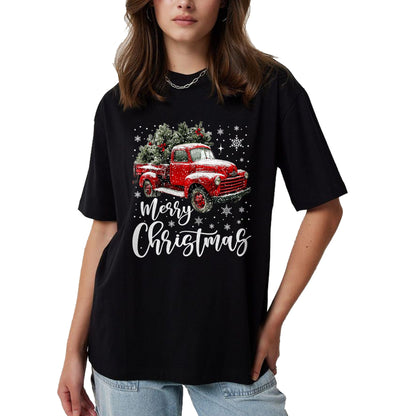 Merry Christmas Red Truck Family Matching Christmas Pajama T-Shirt - Christmas Unisex T-Shirt/Hoodie/Sweatshirt - TRNN00