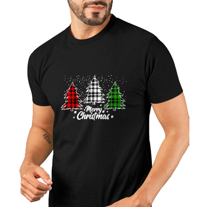 Merry Christmas Tree Xmas Buffalo Plaid Red White Green T-Shirt - Christmas Unisex T-Shirt/Hoodie/Sweatshirt - TRNN00