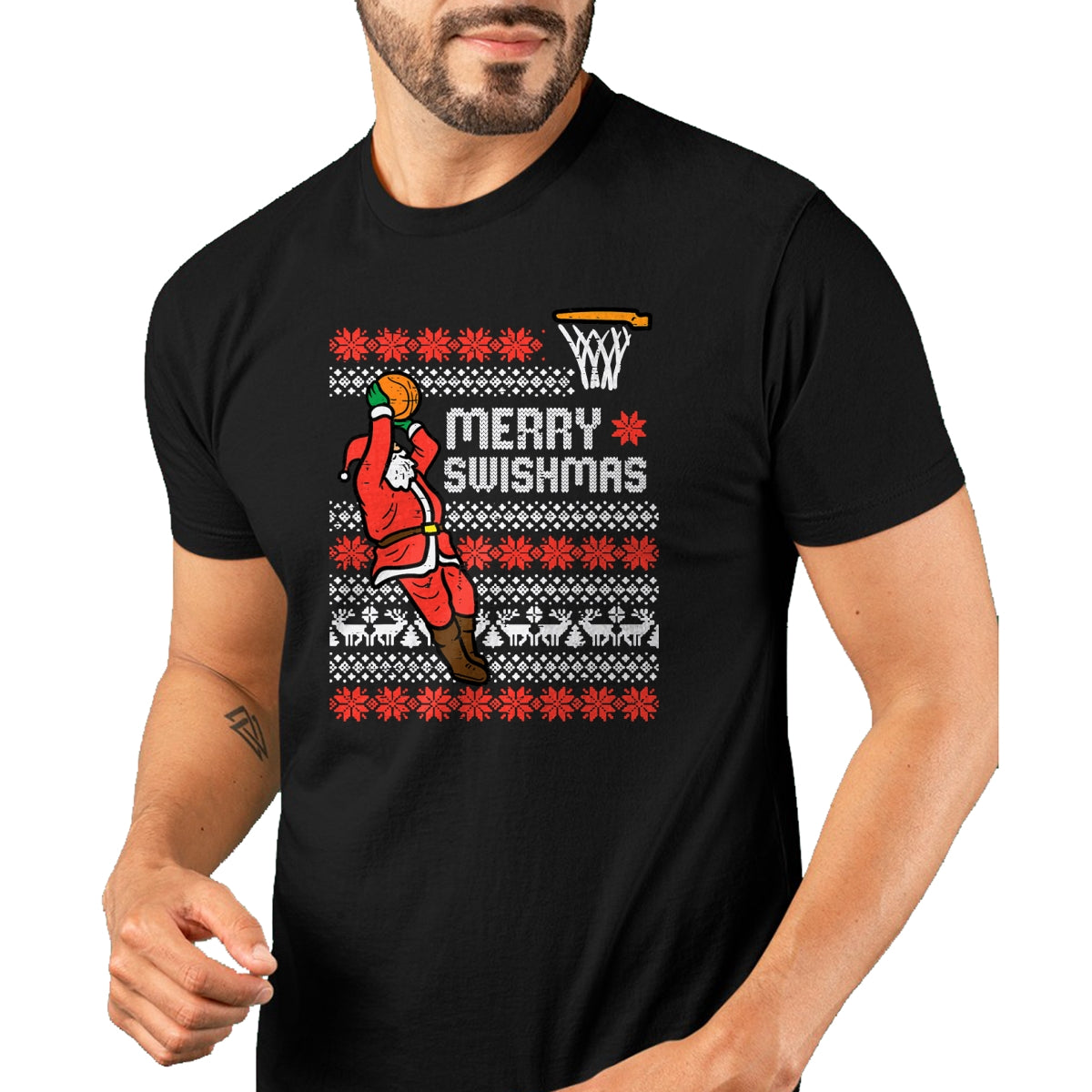 Merry Swishmas Basketball Ugly Christmas Xmas Men Boys Kids T-Shirt - Christmas Unisex T-Shirt/Hoodie/Sweatshirt - TRNN00