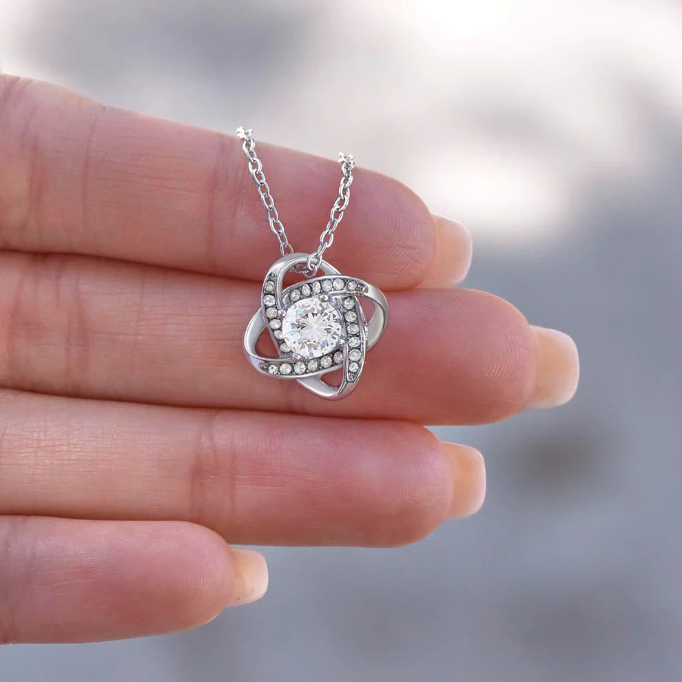 TO MY WIFE FROM HUSBAND NECKLACE - Premium Love Knot Necklace (SKUJ06-89)
