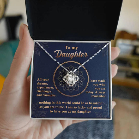 Daughter Gift From Mom - Premium Love Knot Necklace