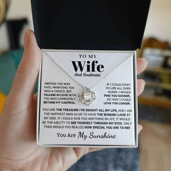 Gift To My Lovely Wife From Husband - Premium Love Knot Necklace