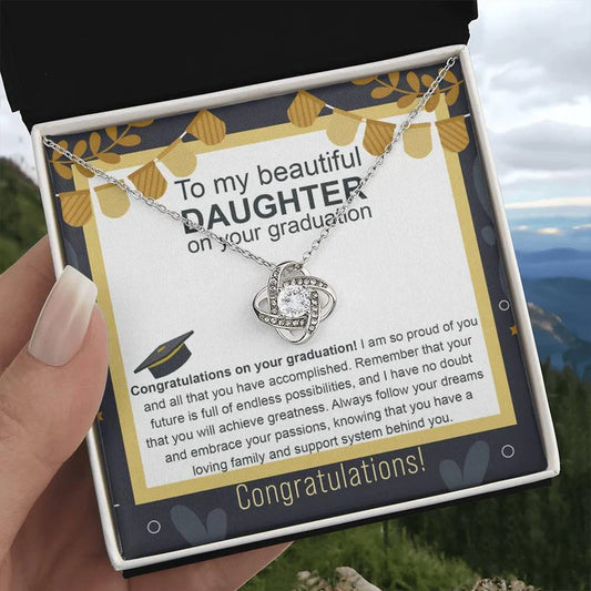 Daughter Graduation Gift From Dad and Mom - Premium Love Knot Necklace