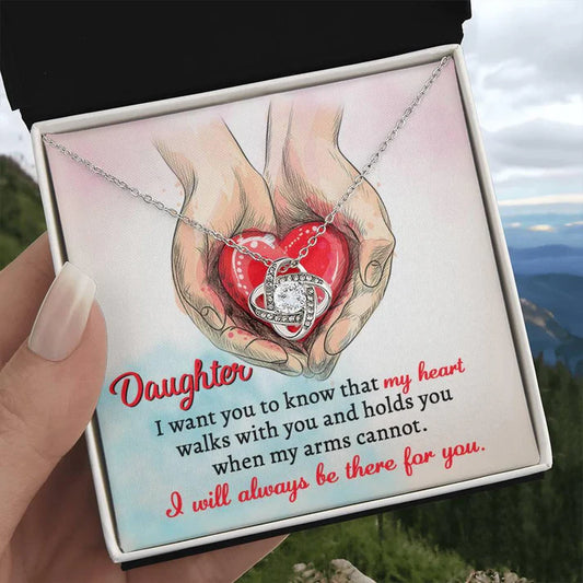 Daughter Gift From Dad and Mom - Premium Love Knot Necklace