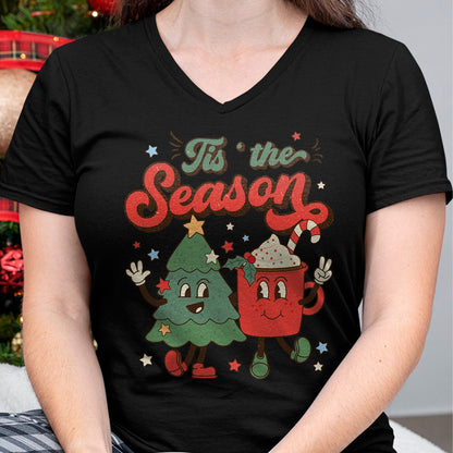 Christmas Shirts for Family, Funny christmas shirts, Christmas Unisex T-Shirt/Hoodie/Sweatshirt HLT00 - Vintage Christmas Tis The Season Christmas Tree Coffee Latte T-Shirt