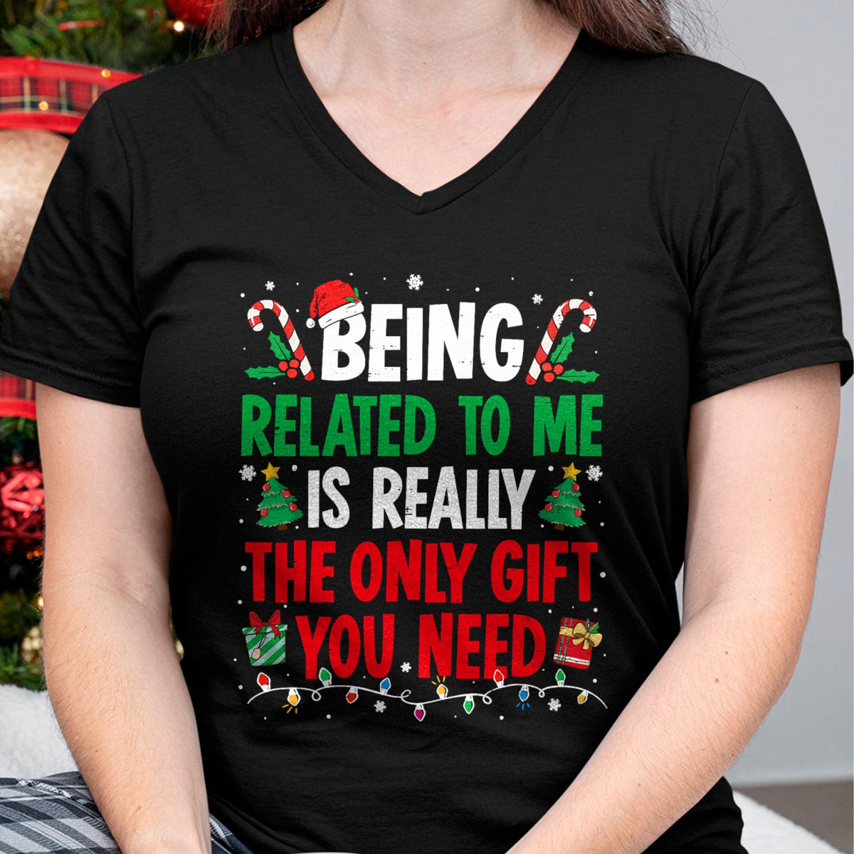Being Related To Me Funny Christmas Family Xmas Pajamas T-Shirt  - Christmas Unisex T-Shirt/Hoodie/Sweatshirt - TRNN00