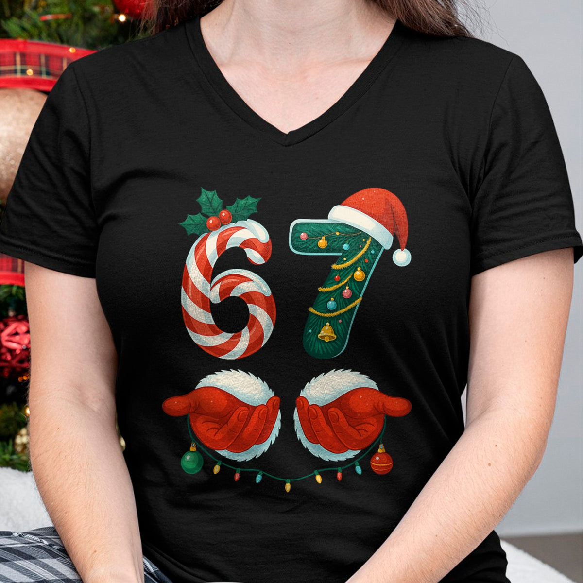 67 Christmas 6 7 Meme Pajamas Holiday Gen Alpha Slang T-Shirt - Christmas Unisex T-Shirt/Hoodie/Sweatshirt - TRNN00