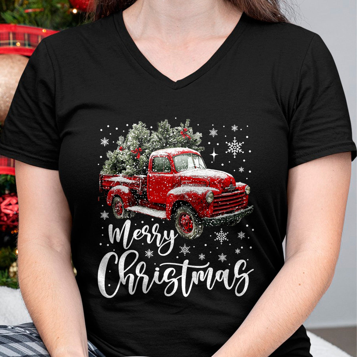 Merry Christmas Red Truck Family Matching Christmas Pajama T-Shirt - Christmas Unisex T-Shirt/Hoodie/Sweatshirt - TRNN00