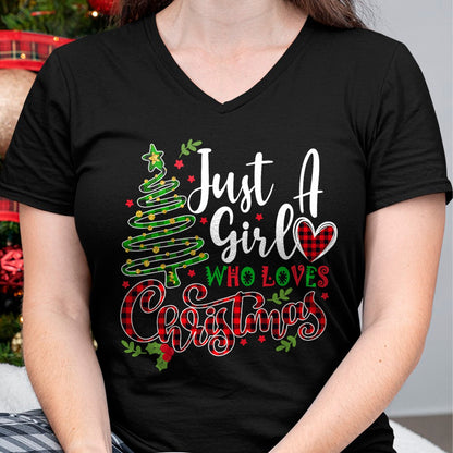 Christmas Shirts for Family, Funny christmas shirts, Christmas Unisex T-Shirt/Hoodie/Sweatshirt HLT00 - Just a Girl who Loves Christmas a Gift for XMAS Women Girls T-Shirt