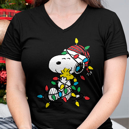 Christmas Shirts for Family, Funny christmas shirts, Christmas Unisex T-Shirt/Hoodie/Sweatshirt HLT00 - Peanuts - Snoopy Woodstock Christmas Lights T-Shirt