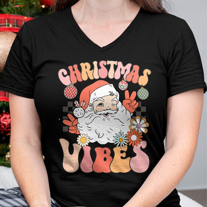 Christmas Shirts for Family, Funny christmas shirts, Christmas Unisex T-Shirt/Hoodie/Sweatshirt HLT00 - Vintage Groovy Santa Claus Christmas Vibes Womens Kids Girls T-Shirt