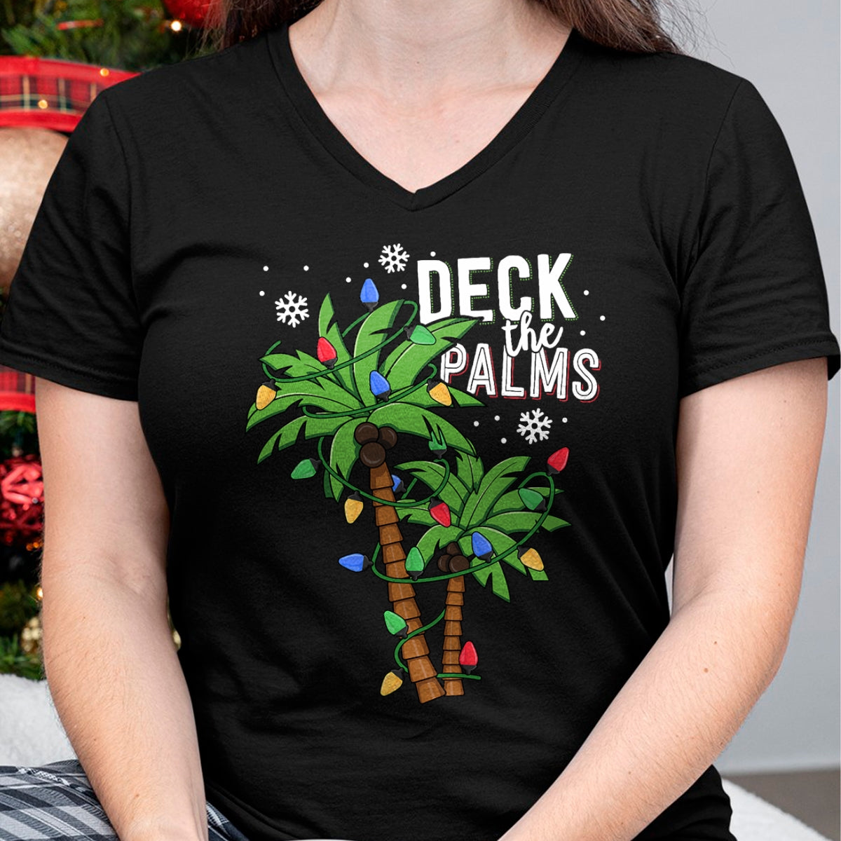 Christmas Shirts for Family, Funny christmas shirts, Christmas Unisex T-Shirt/Hoodie/Sweatshirt HLT00 - Deck The Palms Tropical Hawaii Christmas Palm Tree Lights T-Shirt