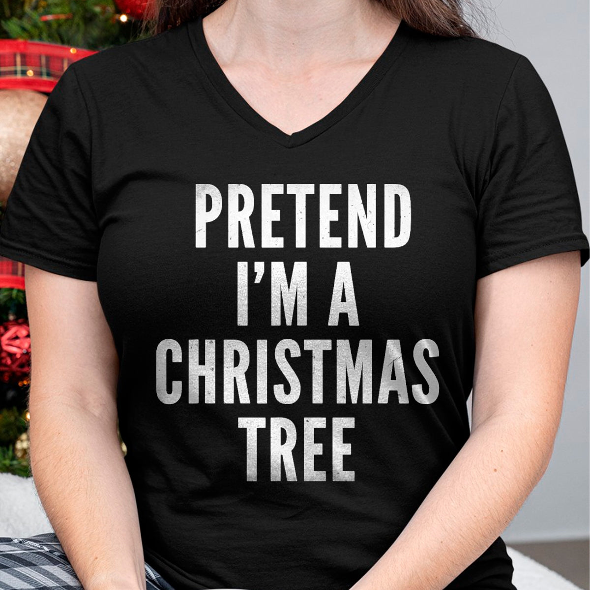 Funny Pretend Im A Christmas Tree Adult Christmas Costume T-Shirt - Christmas Unisex T-Shirt/Hoodie/Sweatshirt - TRNN00