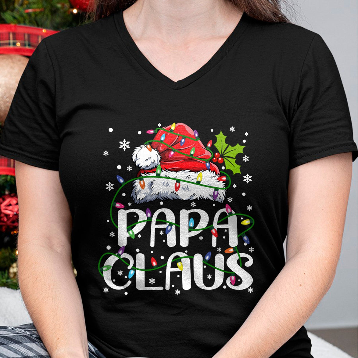 Papa Claus Christmas Lights Pajama Family Matching T-Shirt - Christmas Unisex T-Shirt/Hoodie/Sweatshirt - TRNN00
