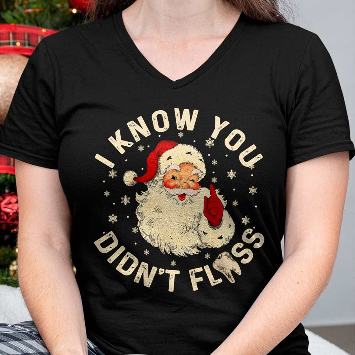 Funny Santa I Know You Didn't Floss Dentist Dental Christmas T-Shirt - Christmas Unisex T-Shirt/Hoodie/Sweatshirt - TRNN00