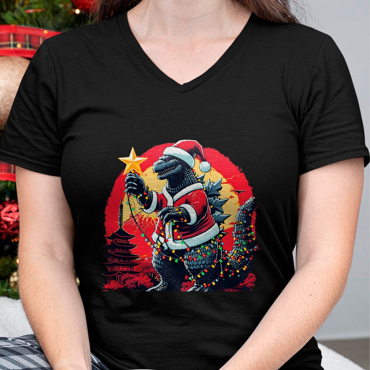 Xmas Christmas Santazilla Funny Holiday Monster Dinosaur T-Shirt - Christmas Unisex T-Shirt/Hoodie/Sweatshirt - TRNN00