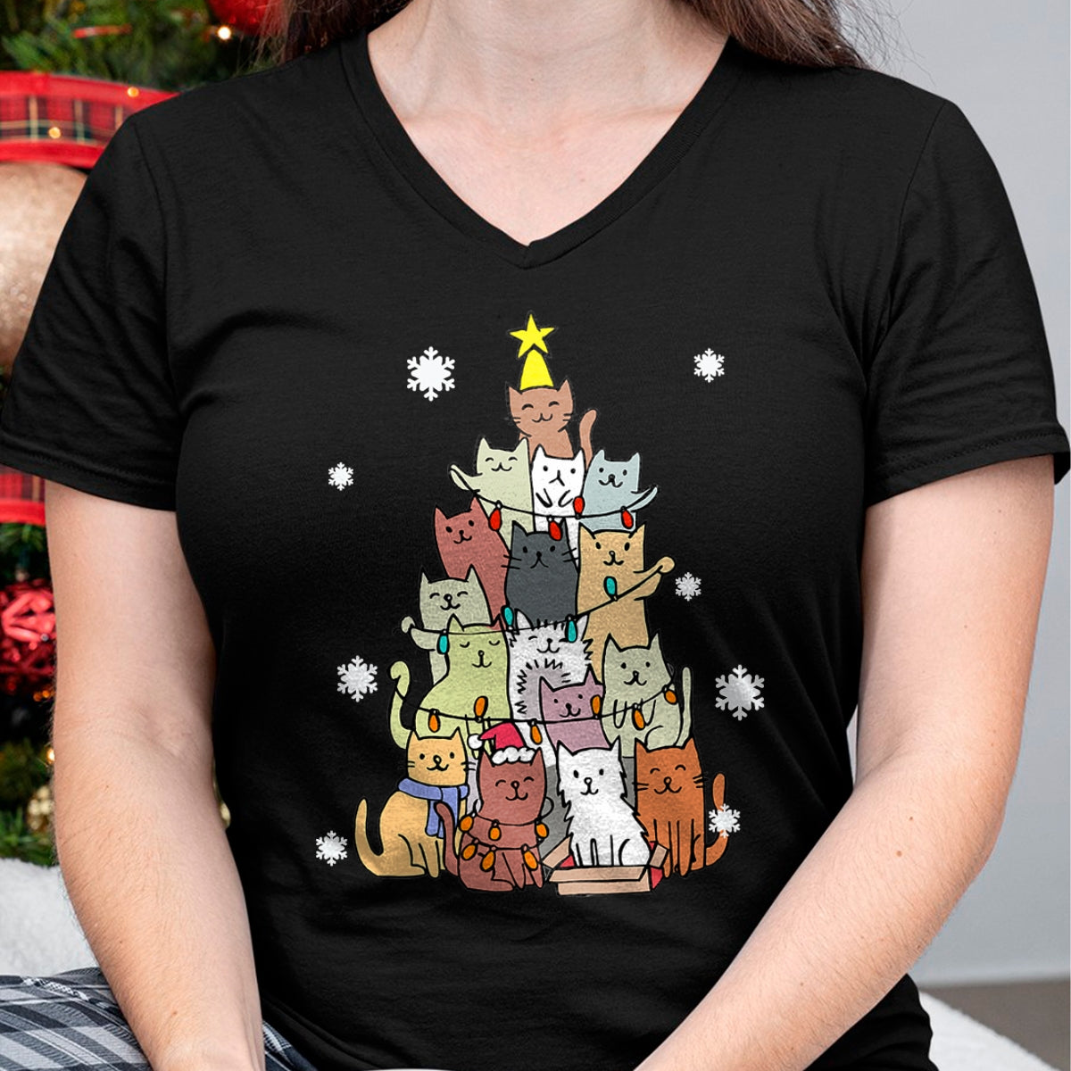 Christmas Shirts for Family, Funny christmas shirts, Christmas Unisex T-Shirt/Hoodie/Sweatshirt HLT00 - Ugly Christmas Sweater Cat Tree - Funny Xmas Cat Gift T-Shirt
