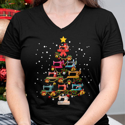 Christmas Shirts for Family, Funny christmas shirts, Christmas Unisex T-Shirt/Hoodie/Sweatshirt HLT00 - Funny Sewing Machine Christmas Tree Christmas Ornament Women T-Shirt