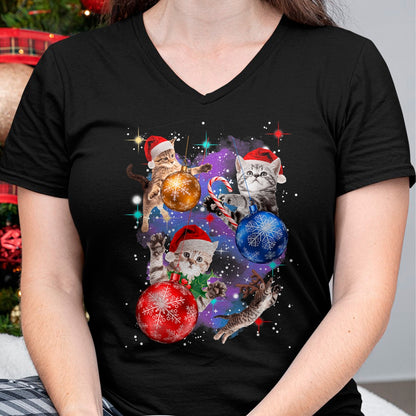 Christmas Shirts for Family, Funny christmas shirts, Christmas Unisex T-Shirt/Hoodie/Sweatshirt HLT00 - Cute Christmas Cats In Space Ornaments Graphic T-Shirt