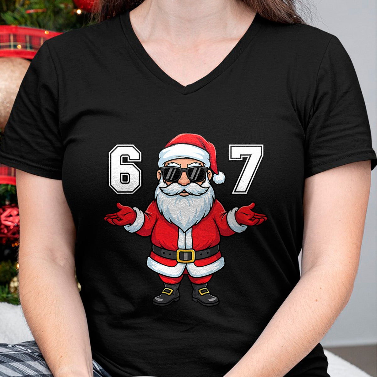 67 Meme Six Seven 6 7 Funny Santa Matching Xmas 67 Christmas T-Shirt - Christmas Unisex T-Shirt/Hoodie/Sweatshirt - TRNN00