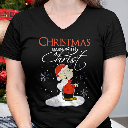 Christmas Shirts for Family, Funny christmas shirts, Christmas Unisex T-Shirt/Hoodie/Sweatshirt HLT00 - Christmas - Christmas Begins With Christ Xmas Gift Holiday costume T-Shirt