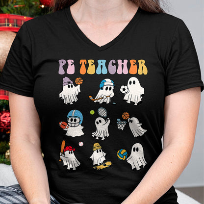 Hallowen Shirts for Family, Funny hallowen shirts, Hallowen Unisex T-Shirt/Hoodie/Sweatshirt HLT00 - Halloween PE Teacher Ghost Playing Soccer Football Baseball T-Shirt