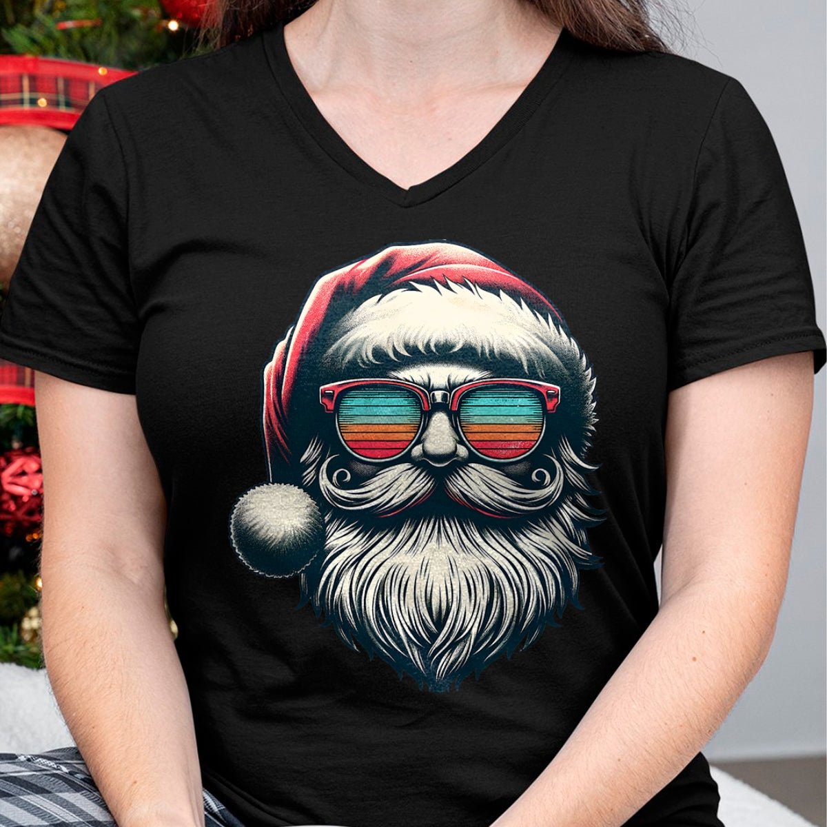 Christmas Shirts for Family, Funny christmas shirts, Christmas Unisex T-Shirt/Hoodie/Sweatshirt HLT00 - Santa Face Retro Sunglasses Christmas Xmas Men Women Kids T-Shirt
