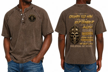SEPTEMBER - I AM A GRUMPY OLD MAN - Washed Round Neck Polo - A09-741 I TRNN09 (SKU2607-138-09)