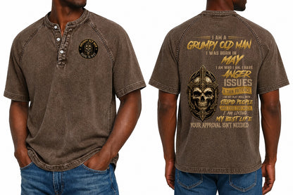 MAY - I AM A GRUMPY OLD MAN - Washed Round Neck Polo - A09-741 I TRNN05 (SKU2607-138-05)