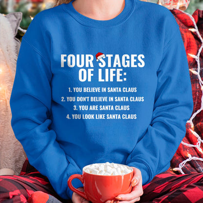 Christmas Shirts for Family, Funny christmas shirts, Christmas Unisex T-Shirt/Hoodie/Sweatshirt HLT00 - Christmas Funny Four Stages of life Santa Claus Humor Meme T-Shirt