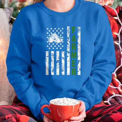 Best Farmer Life Shirt, Funny Farmer UnisexT-Shirt/Hoodie/Sweatshirt HLT00 - Flag with Tractor - Patriotic Farmer & Farming Gift T-Shirt Small
