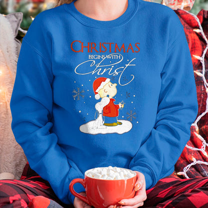 Christmas Shirts for Family, Funny christmas shirts, Christmas Unisex T-Shirt/Hoodie/Sweatshirt HLT00 - Christmas - Christmas Begins With Christ Xmas Gift Holiday costume T-Shirt