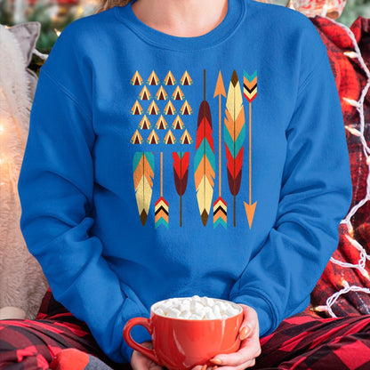 Native American T-Shirts, Vintage Native American Unisex T-Shirt/Hoodie/Sweatshirt HLT00 - Native American Pride USA Flag