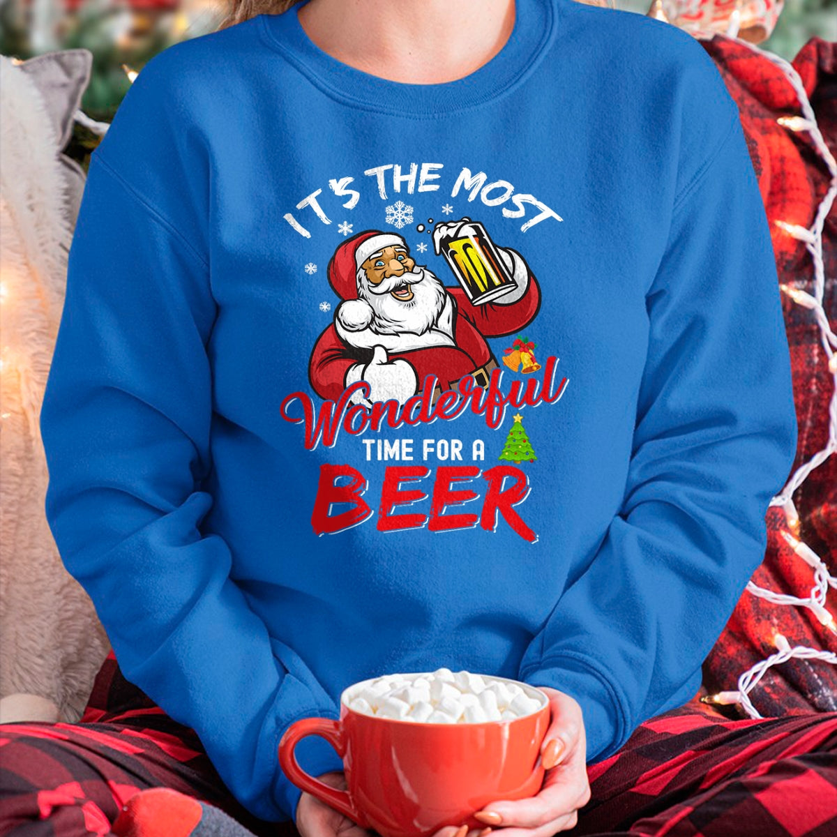 Christmas Shirts for Family, Funny christmas shirts, Christmas Unisex T-Shirt/Hoodie/Sweatshirt HLT00 - Funny Christmas Santa Claus Drinking Beer Wonderful Time T-Shirt