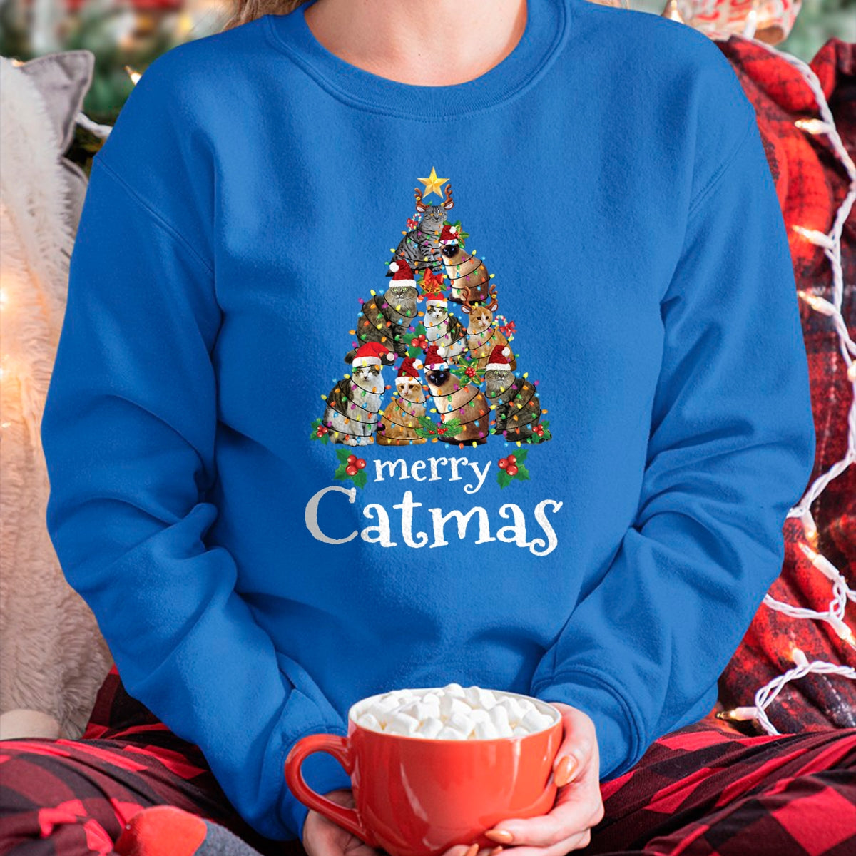 Merry Catmas Funny Cat Mom Cat Dad Christmas Cat T-Shirt - Christmas Unisex T-Shirt/Hoodie/Sweatshirt - TRNN00 (SKU2605-345)