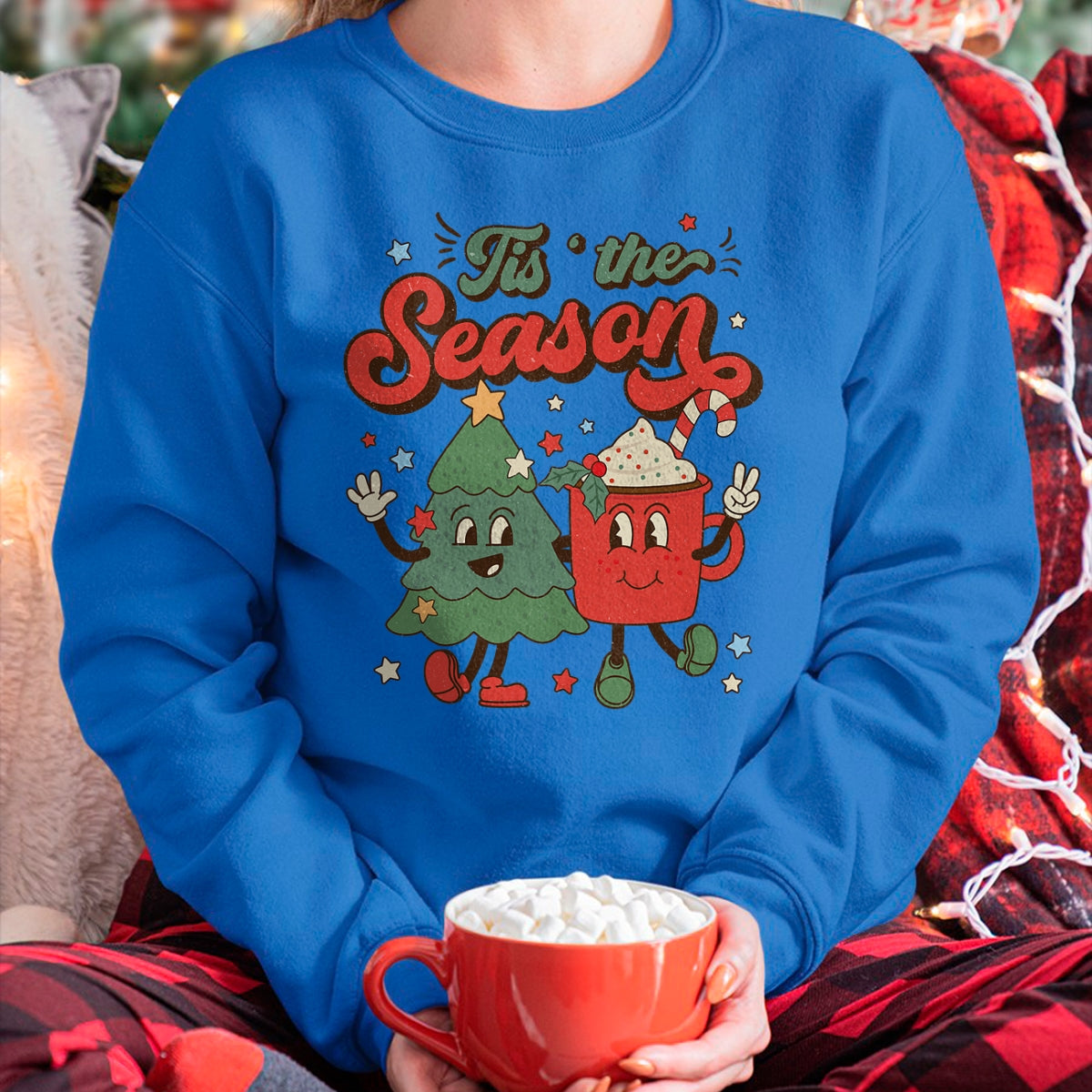 Christmas Shirts for Family, Funny christmas shirts, Christmas Unisex T-Shirt/Hoodie/Sweatshirt HLT00 - Vintage Christmas Tis The Season Christmas Tree Coffee Latte T-Shirt
