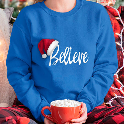 Christmas Shirts for Family, Funny christmas shirts, Christmas Unisex T-Shirt/Hoodie/Sweatshirt HLT00 - Christmas Long Sleeve T-Shirt - Believe in Santa Claus Shirt