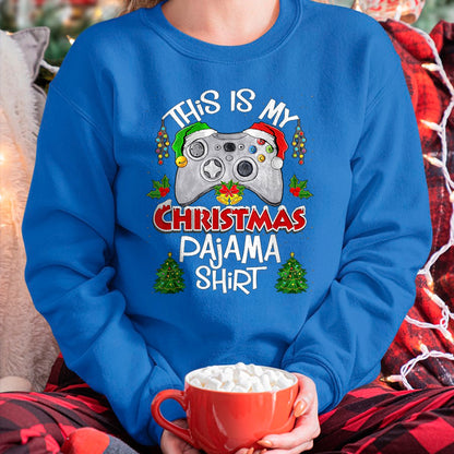 Christmas Shirts for Family, Funny christmas shirts, Christmas Unisex T-Shirt/Hoodie/Sweatshirt HLT00 - This is My Christmas Pajama Santa Hat Gamer Video Games T-Shirt