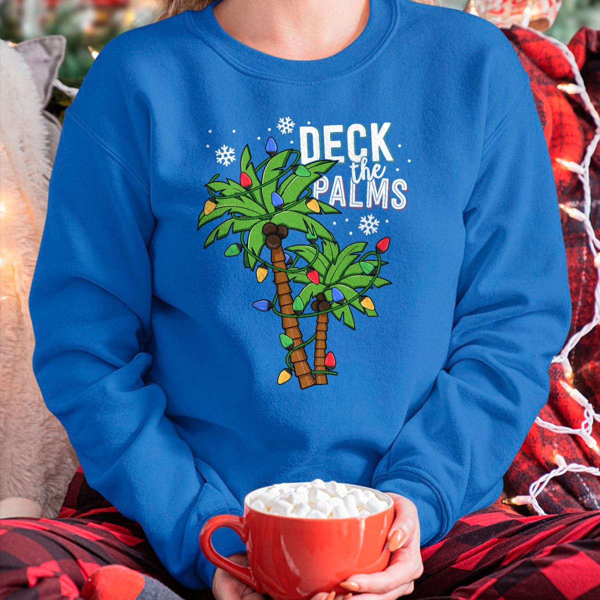 Christmas Shirts for Family, Funny christmas shirts, Christmas Unisex T-Shirt/Hoodie/Sweatshirt HLT00 - Deck The Palms Tropical Hawaii Christmas Palm Tree Lights T-Shirt