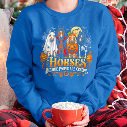 Best Horse Lover Shirt , Funny Horse UnisexT-Shirt/Hoodie/Sweatshirt HLT00 - Horses Because People are Creepy Halloween Horse T-Shirt