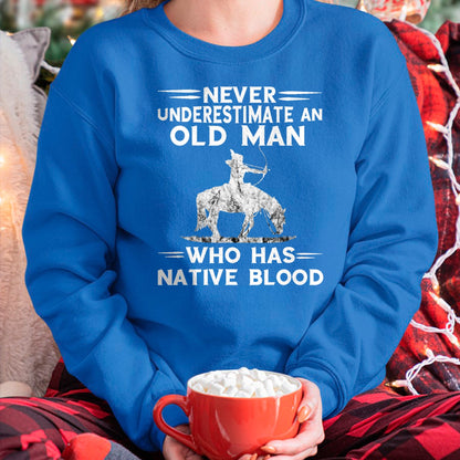 Native American T-Shirts, Vintage Native American Unisex T-Shirt/Hoodie/Sweatshirt HLT00 - Never Underestimate An Old Man Native American Warrior