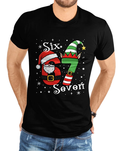 Funny Six Seven 67 Meme 6 7 Elf Santa Christmas Pajamas Kids T-Shirt  - Christmas Unisex T-Shirt/Hoodie/Sweatshirt - TRNN00